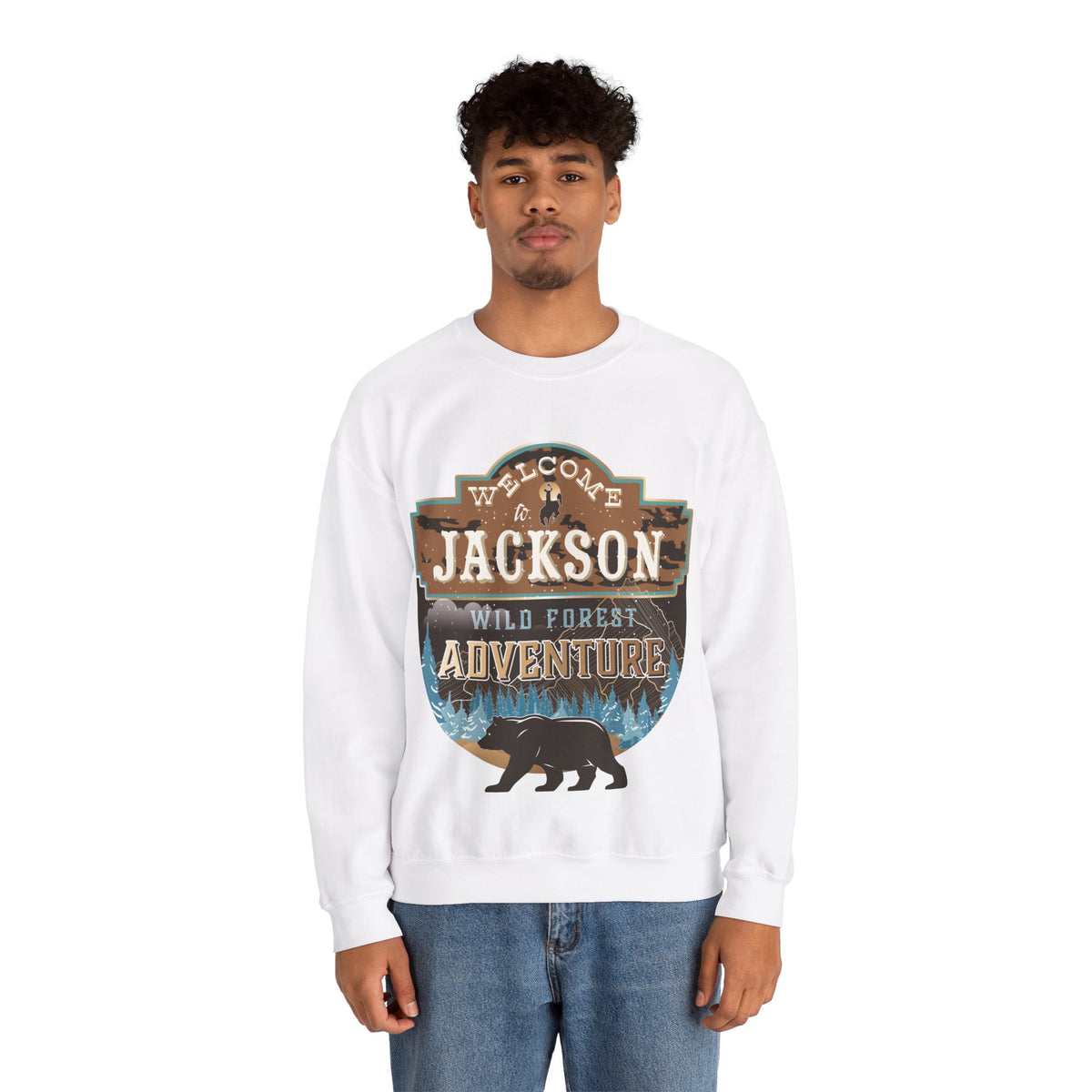 Welcome To Jackson Wyoming Adventure Lovers Crewneck Sweatshirt