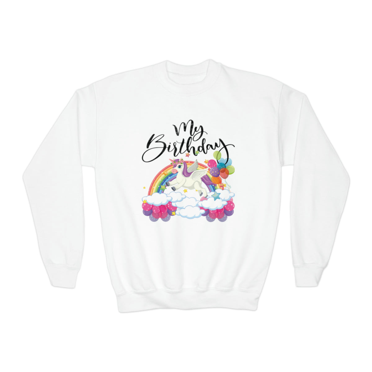 My Birthday Retro Unicorn And Rainbow Crewneck Sweatshirt