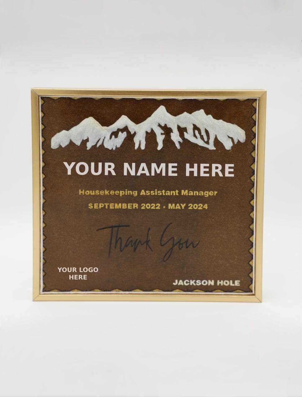 Tetons Majesty: Custom Trophy Engraving & Hand-Painted Frames for Jackson Hole Hotels